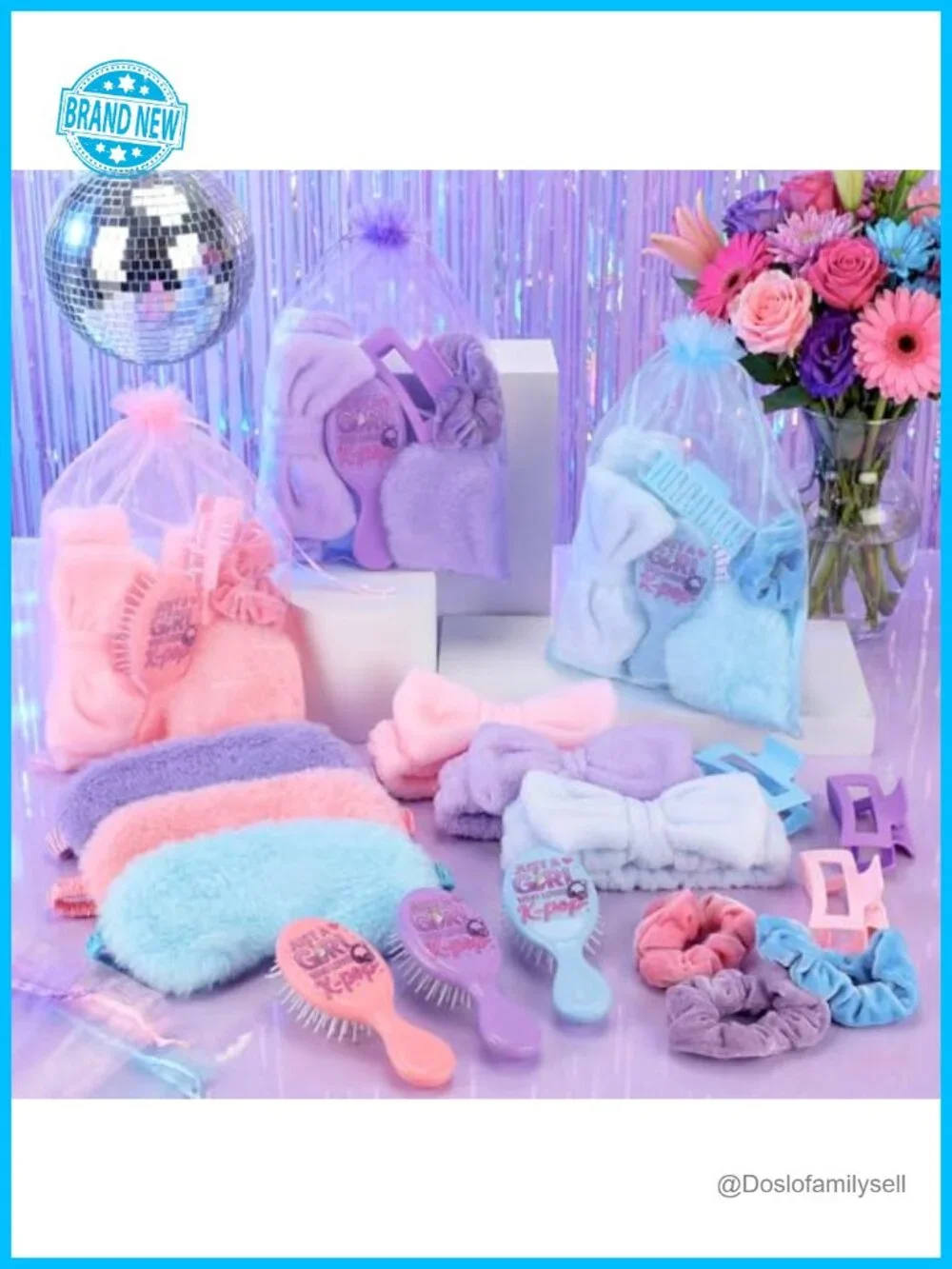 72 Pcs Kpop Sleepover Party Favors Hair Brushes Scrunchies Claw Clips Headbands